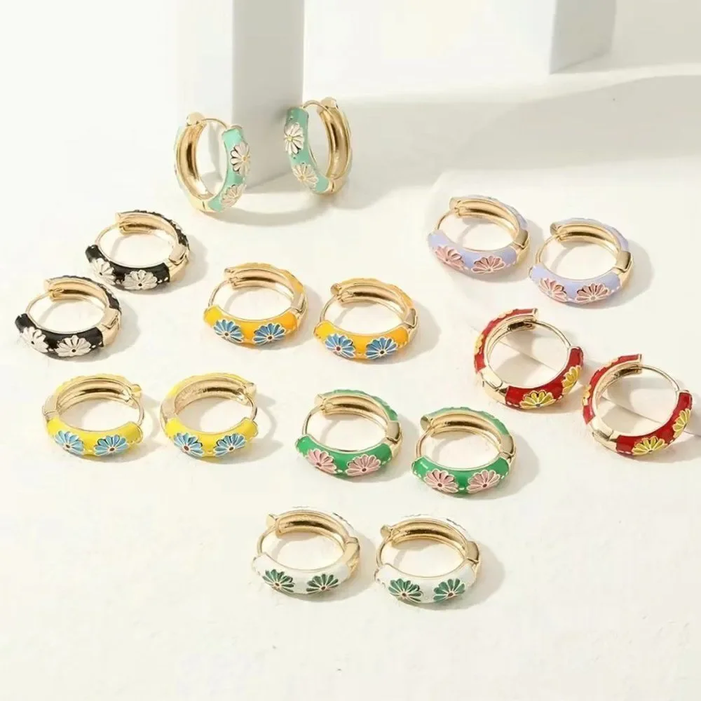 Green Enamel Huggie Earrnings #630 - Picture 4 of 4